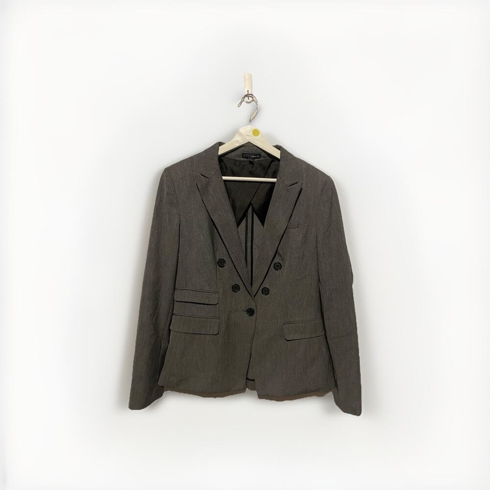 EXPRESS Women's Gray Blazer Jacket Single Breasted One Button Career Stretch‎ 12